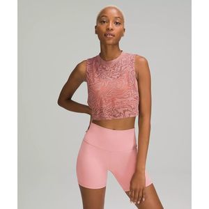 Lululemon crop tank, sheer, spiced chai veil, size 12